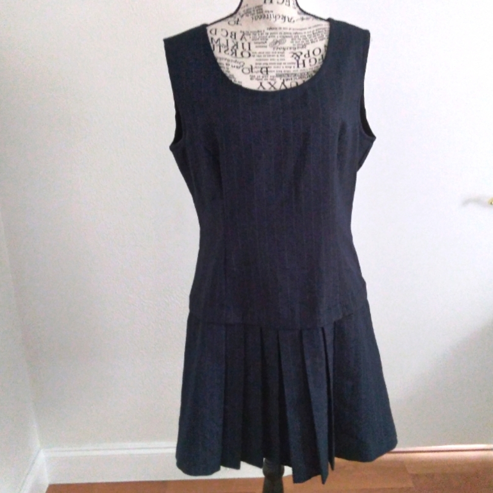 STEFANEL Round Neck Pleated Mini Dress Wool Blend‎ .Made in Italy
